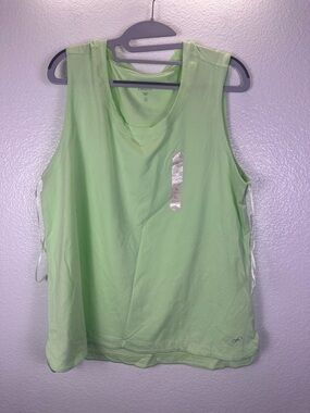 Freely Women's Sleeveless Athletic Tank Top Light Green Cotton Blend XL